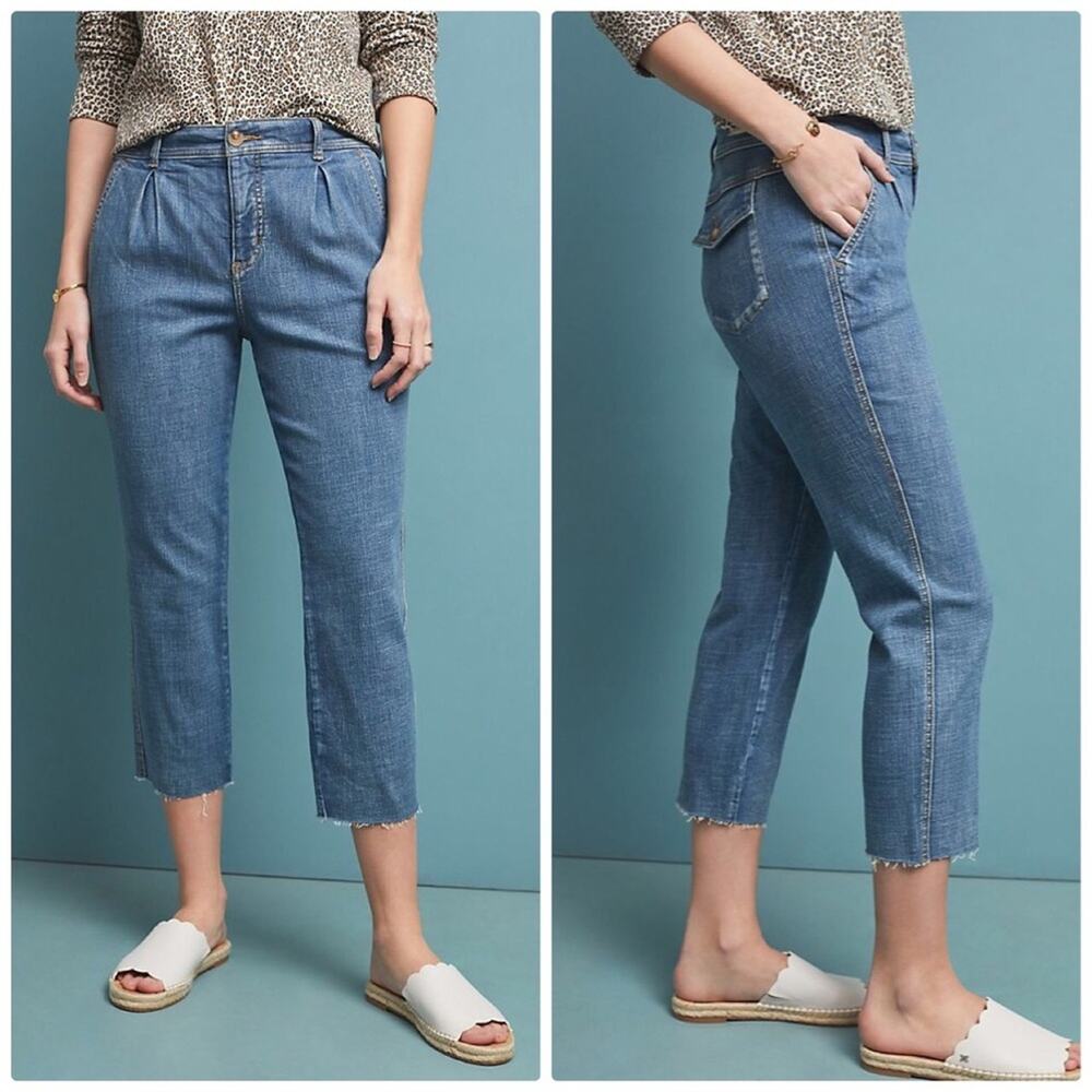 Anthropologie Women's Pilcro Pleated Trouser Blue Jeans Size 28 NEW